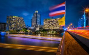 City scape with Thailand flag